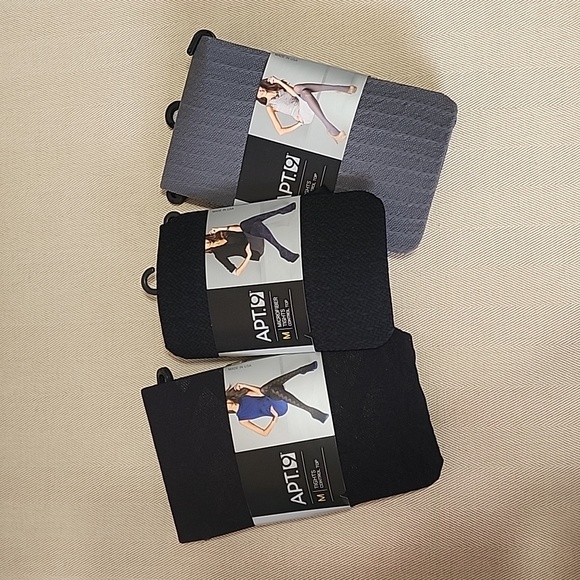 Apt. 9 Accessories - 3‎ Pair APT.9 Control Top Tights Size Medium Black, Gray